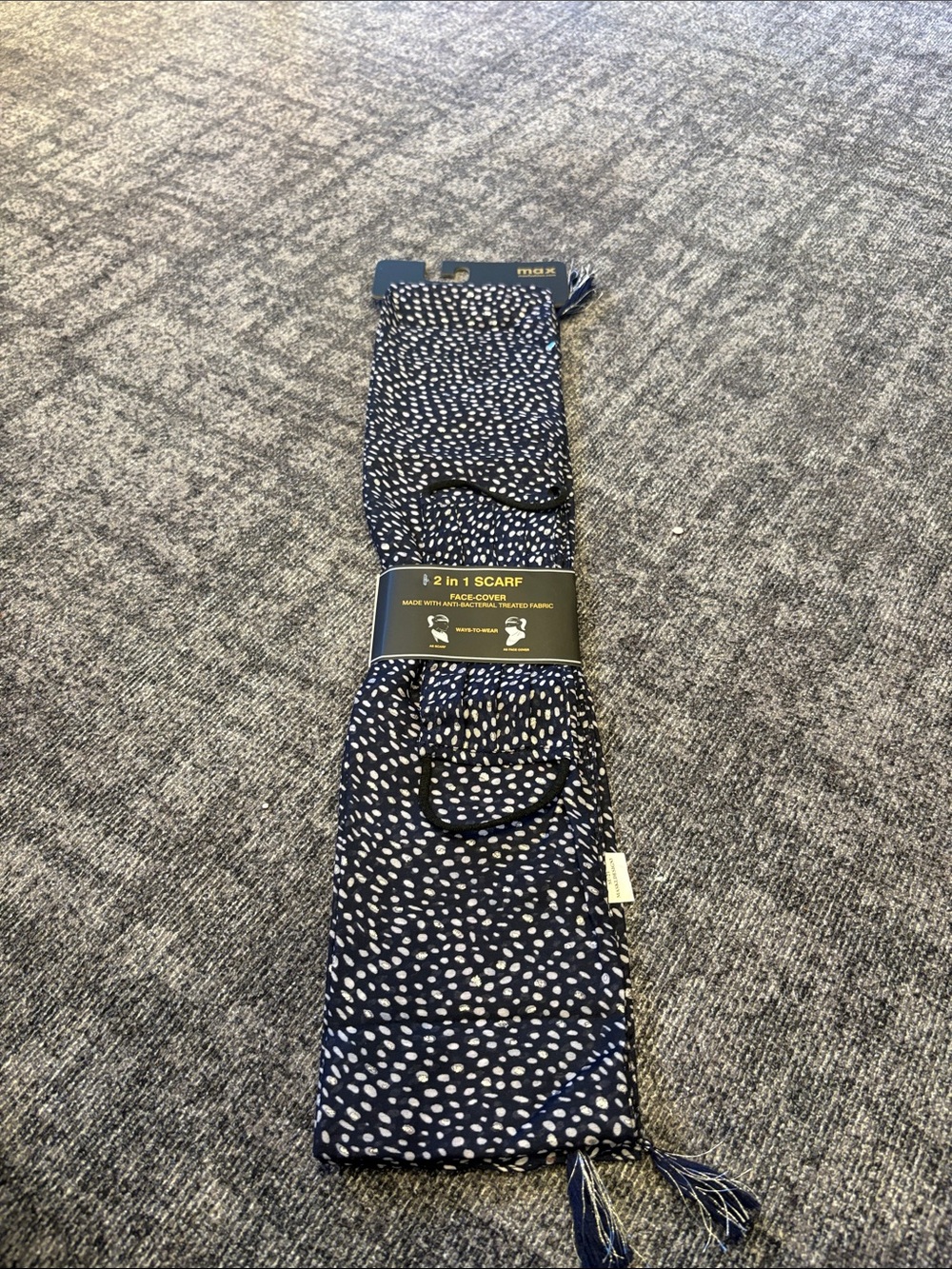 2-in-1 Navy and White Dot Face Mask Scarf